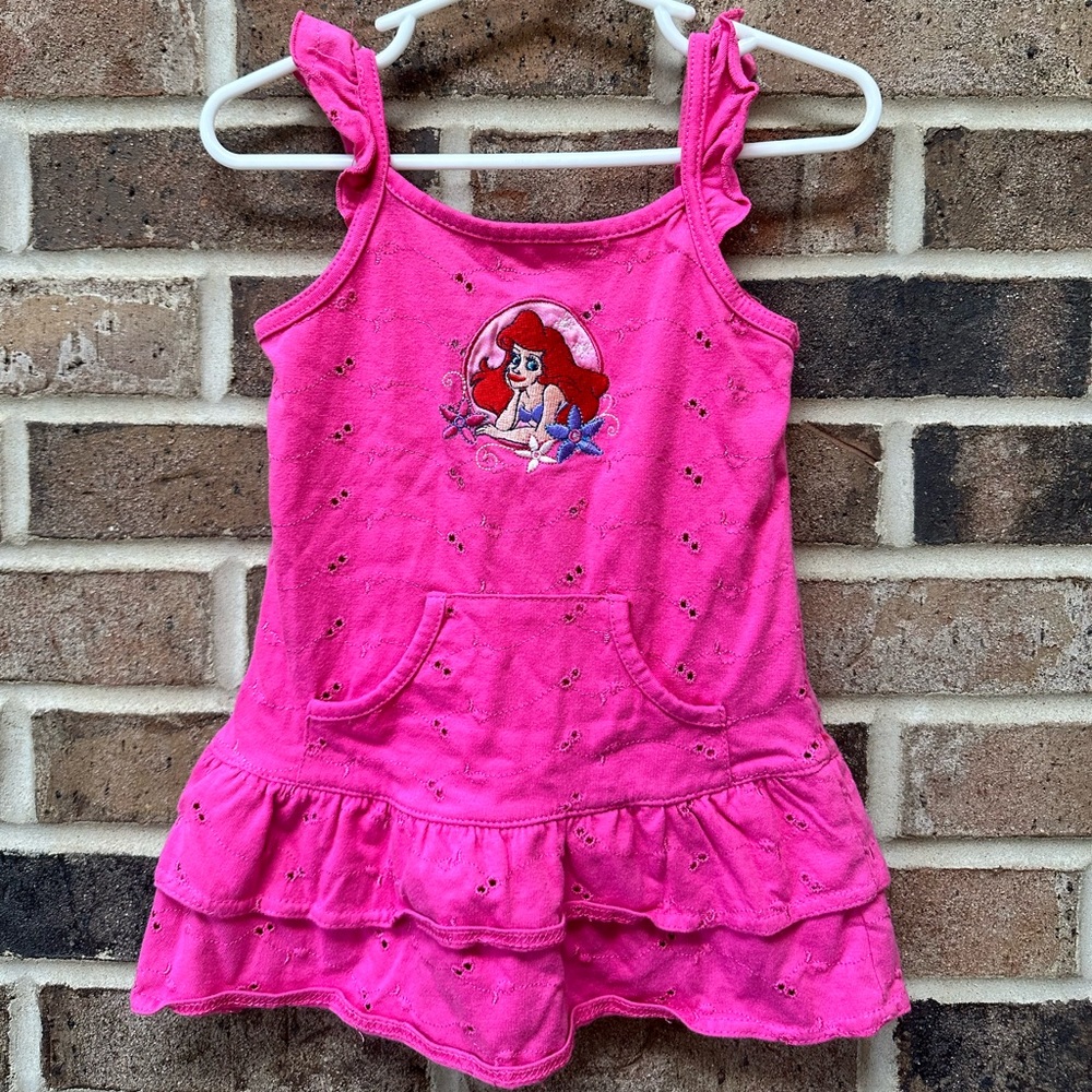 ⭐️3/$15 The Wonderful World of Disney Pink Dress with Ariel Embroidered (24m)